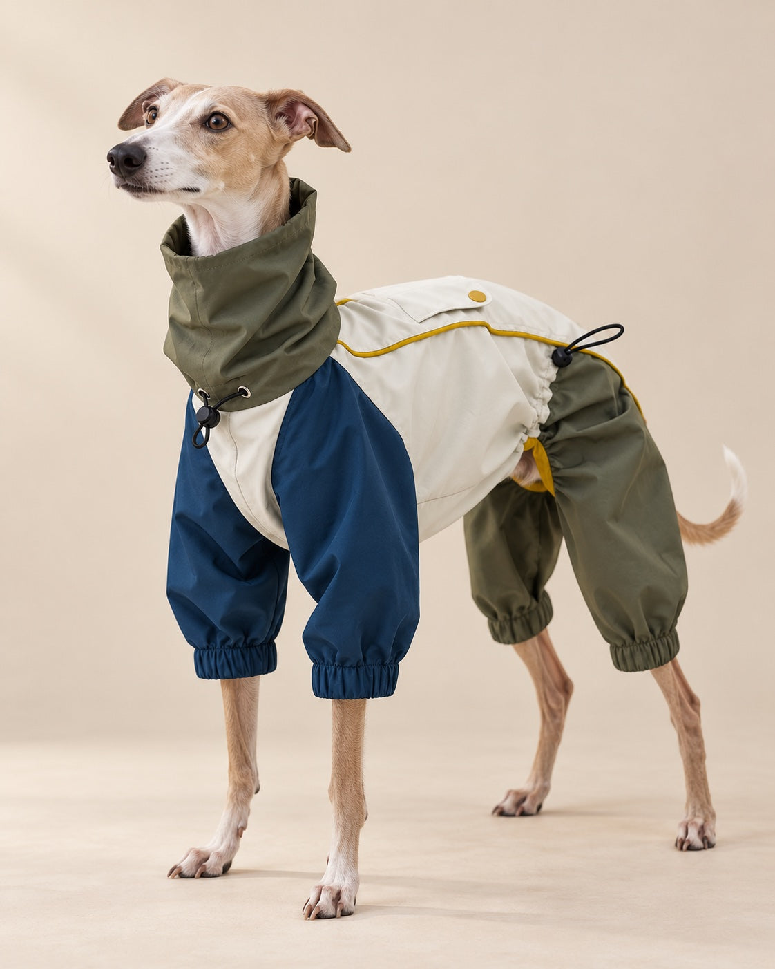 Zeytin Boran Renk Bloklu Yağmur Tulumu — Whippet