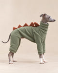 Olive Dino Fleece Dog Suit — Italian Greyhound