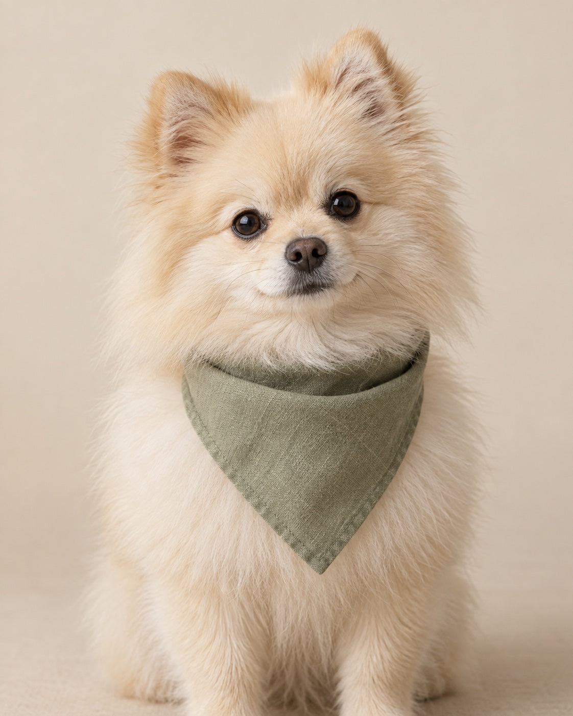 Adaçayı Keten Bandana — Pomeranian
