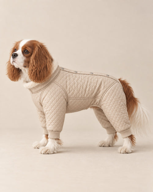 Bej Kırağı Kapitone Tulum — Cavalier King Charles