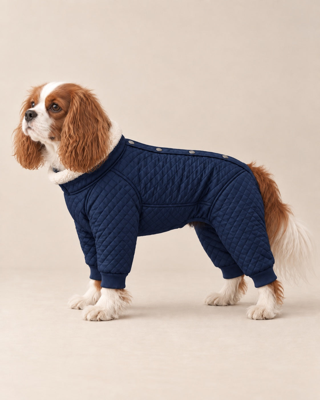 Lacivert Kırağı Kapitone Tulum — Cavalier King Charles