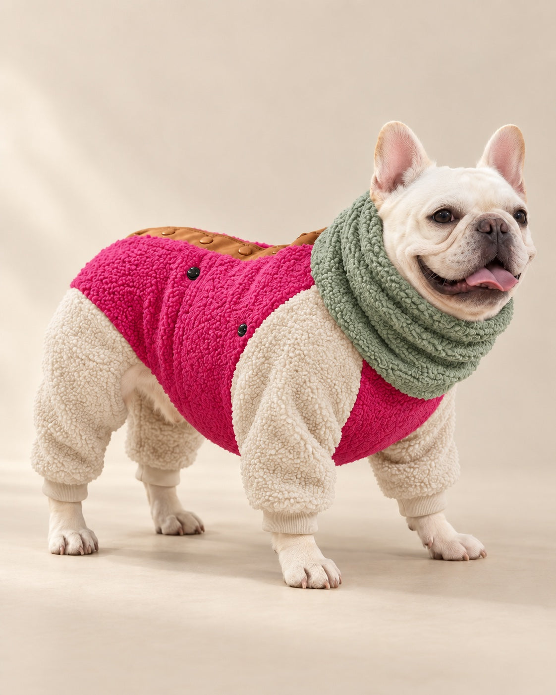 Fuşya Lokum Şerpa Tulum — Fransız Bulldog