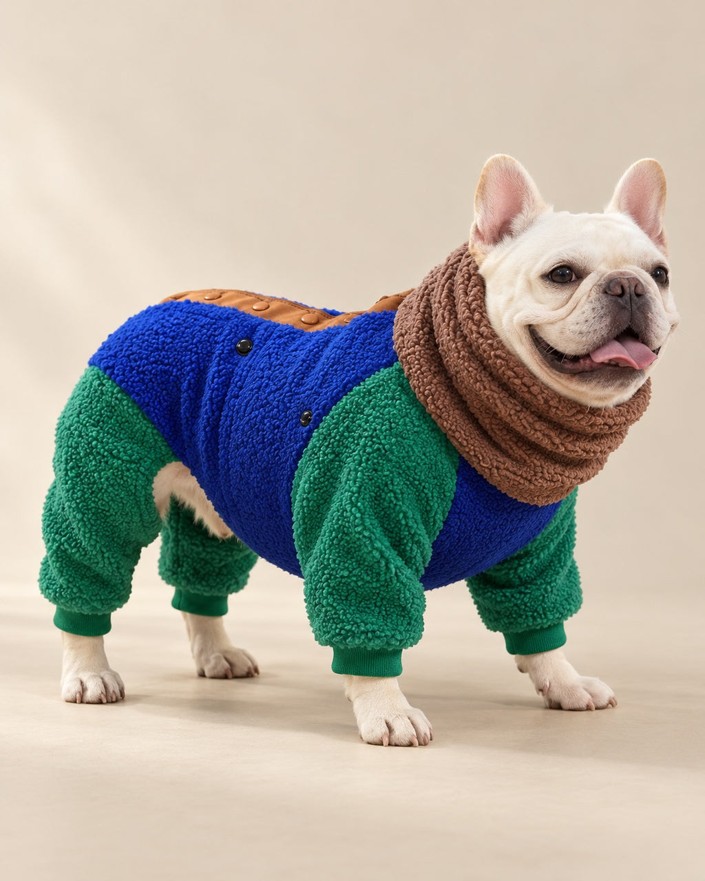 Cobalt Lokum Sherpa Dog Suit — French Bulldog