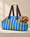 Mavi Sahil Çizgili Tote Taşıma Çantası — Toy Poodle