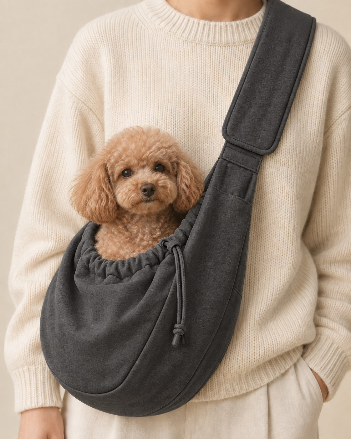 Antrasit Sokak Sling Taşıma Çantası — Toy Poodle